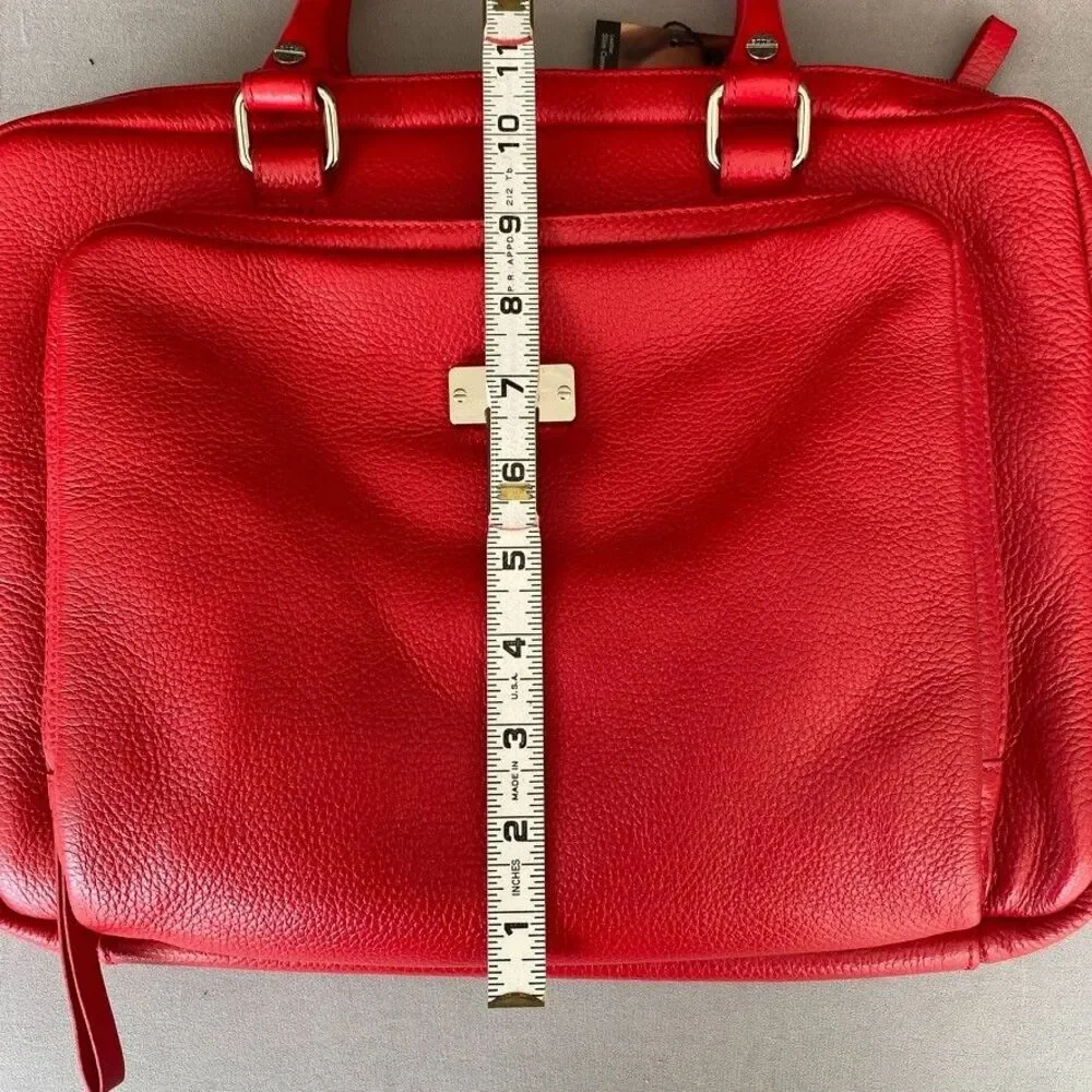 NWT BODHI Tech Collection Red Leather Laptop Tote MacBook iPad Bag 13
